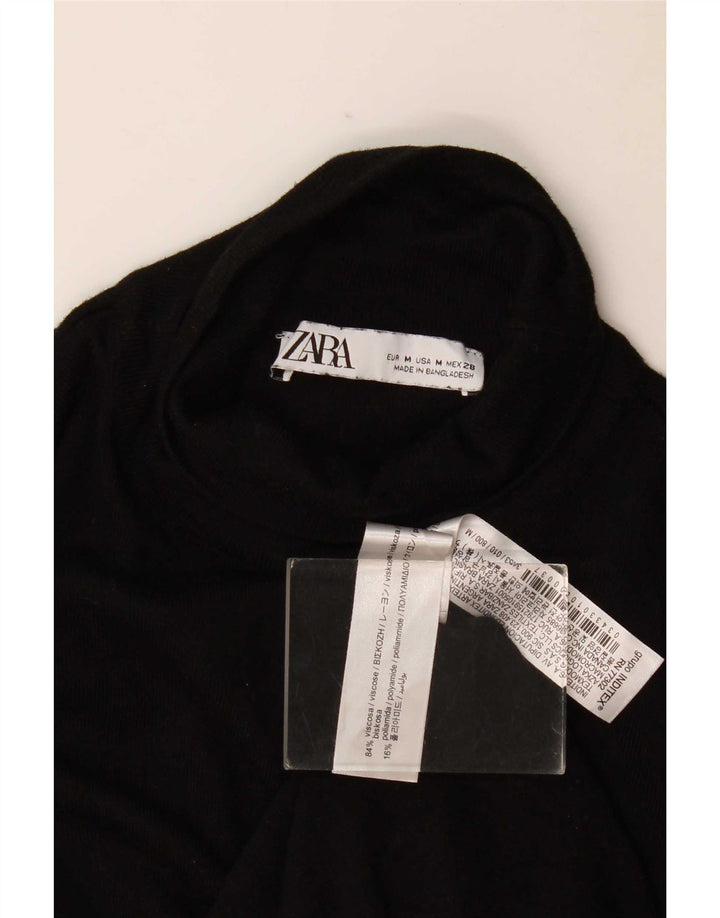 Maglione maglione a collo alto da donna Zara UK 12 viscosa nera media