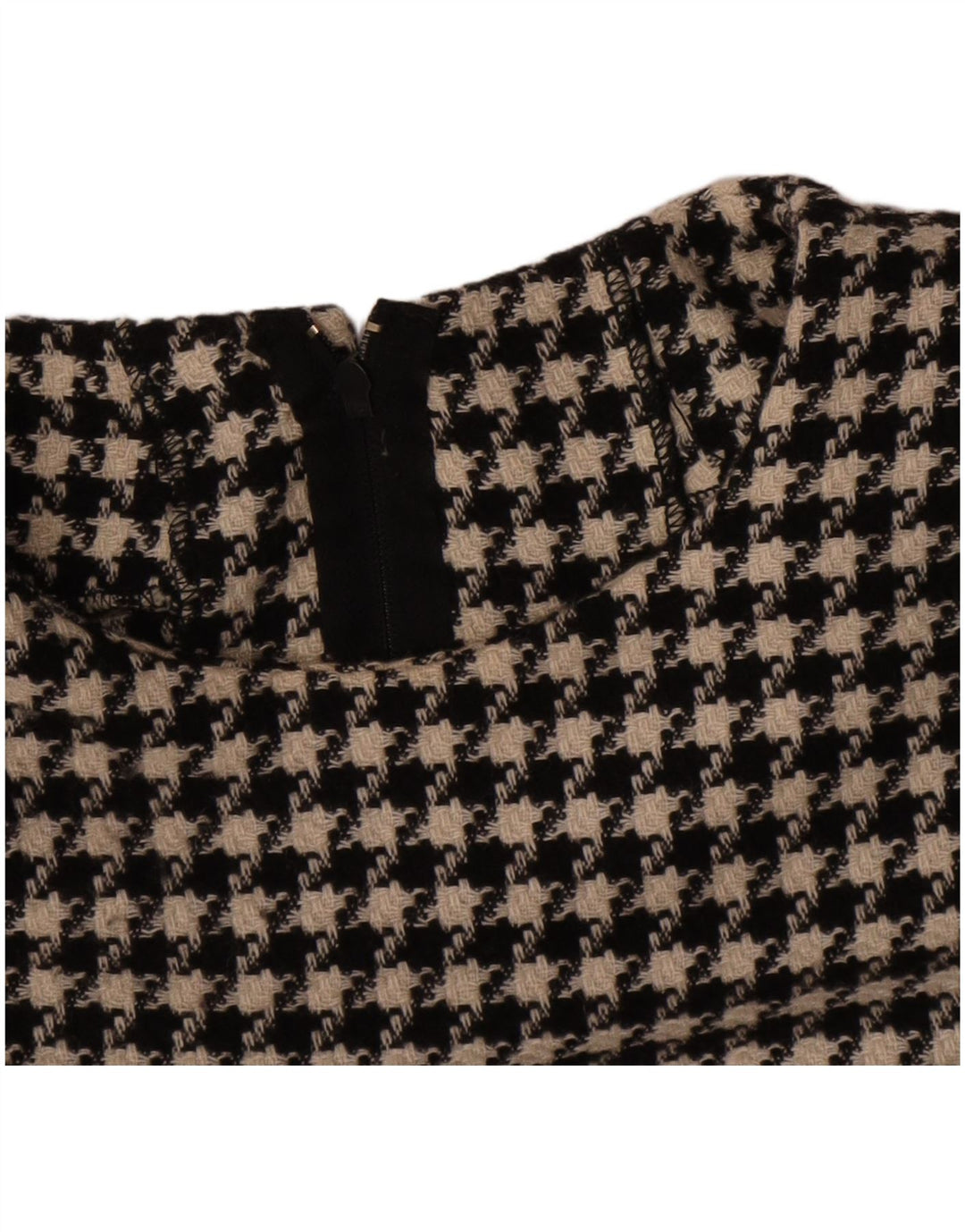 Abito tubino vintage da donna UK 12 medio pied de poule nero