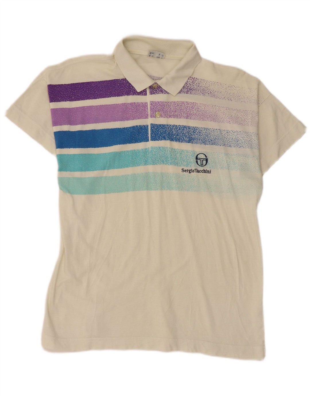 SERGIO TACCHINI Polo da uomo piccola in cotone a righe bianco sporco