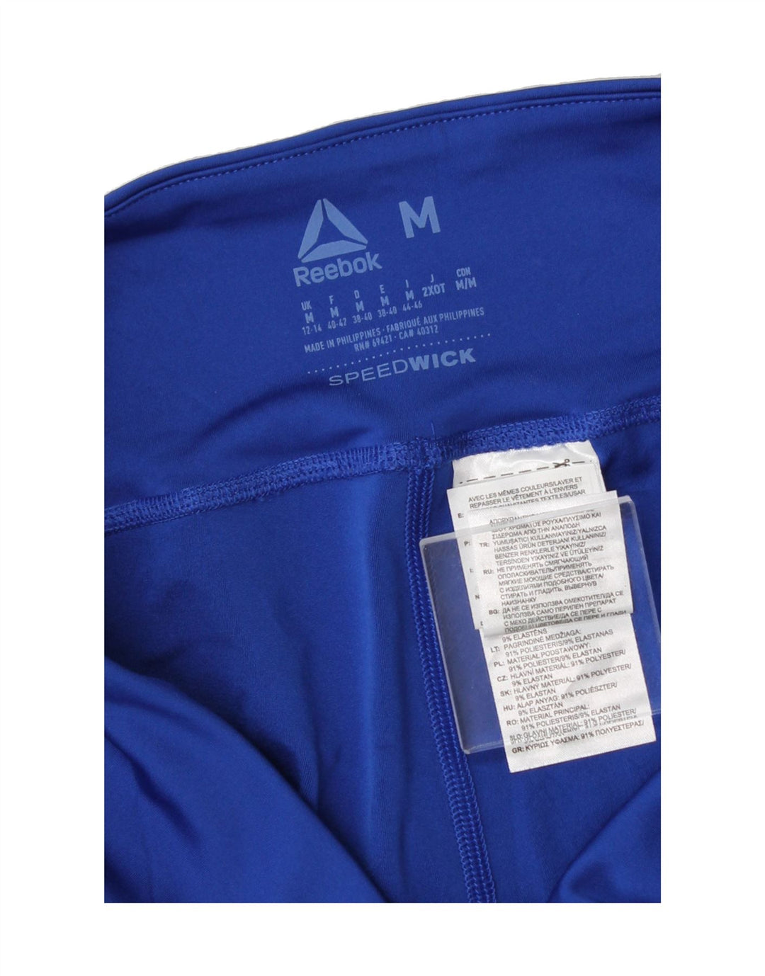 REEBOK Womens Leggings UK 12/14 Medium  Blue Colourblock Polyester Vintage Reebok and Second-Hand Reebok from Messina Hembry 