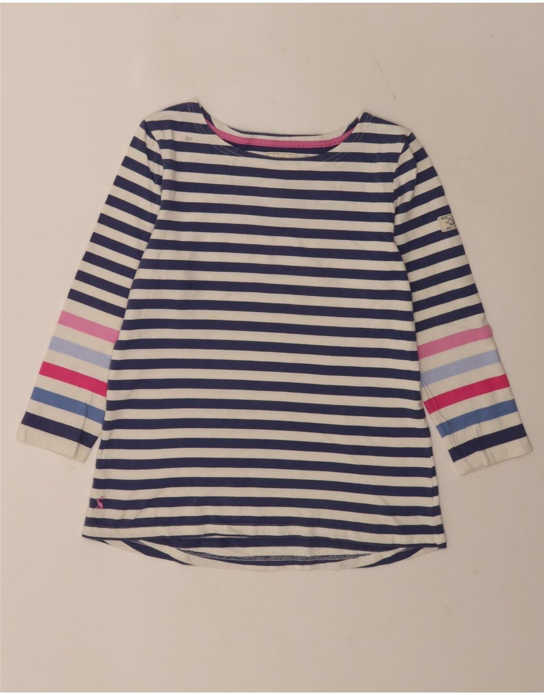 Joules Maglia regolare da donna con maniche a 3/4 UK 12 Cotone a righe blu medio