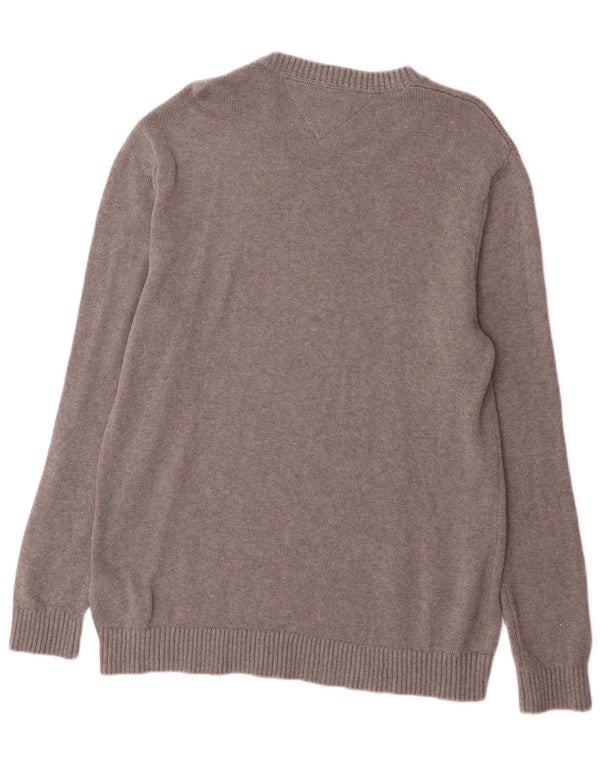 Maglione maglione con scollo a barca da uomo Tommy Hilfiger XL in cotone grigio