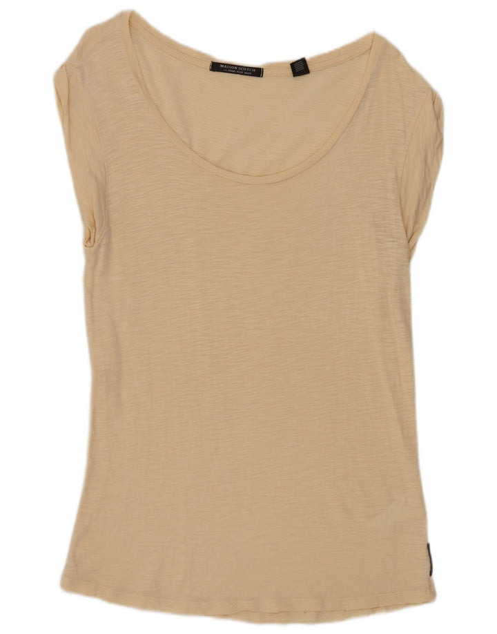 T-shirt da donna Maison Scotch taglia 1 piccola in cotone beige