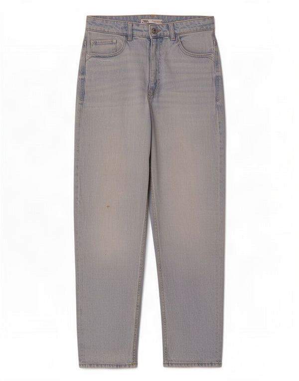 Jeans dritti a vita alta da donna Zara EU 38 piccoli W28 L28 cotone blu