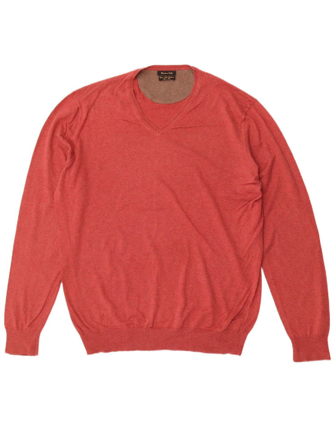 Massimo Dutti Maglione da uomo con scollo a V XL in cotone rosso