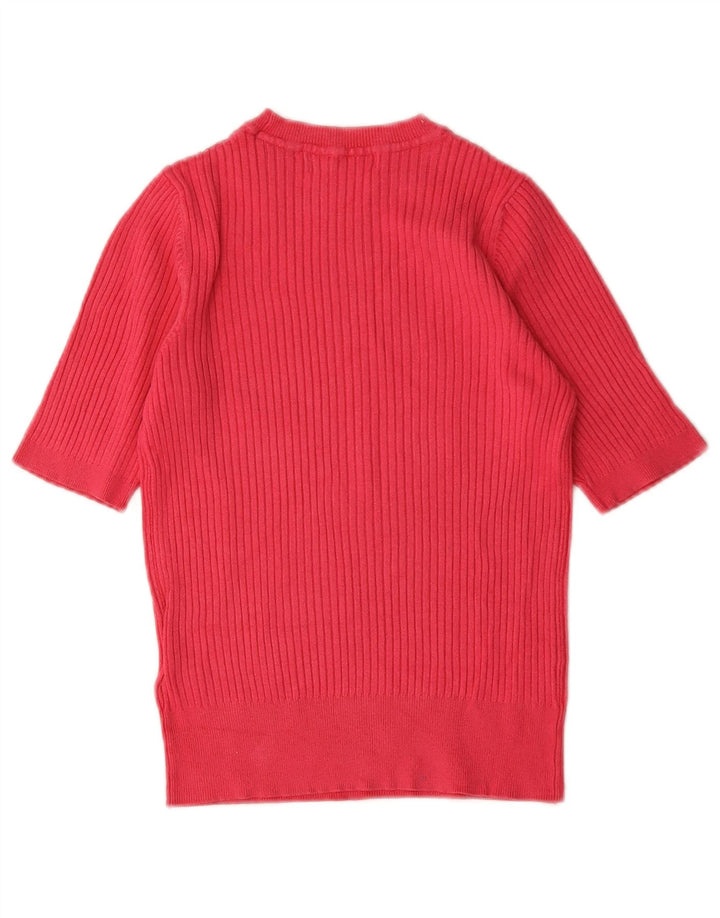 Maglione maglione girocollo corto da donna Marks & Spencer UK 8 piccolo rosa