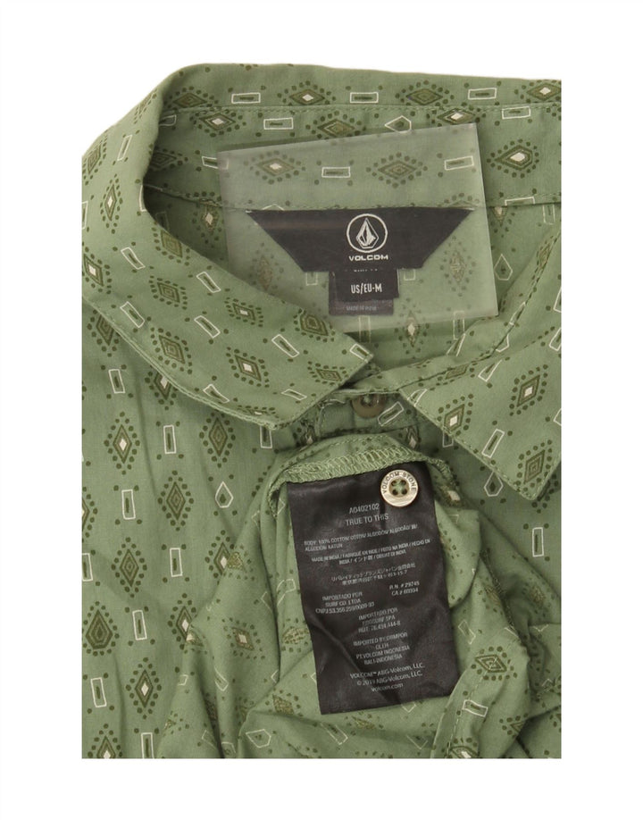Camicia a maniche corte da uomo Volcom in cotone geometrico verde medio