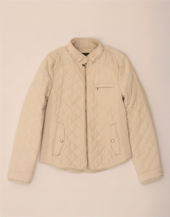 Giacca trapuntata da donna Zara UK 12 media bianco sporco
