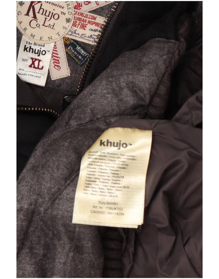 Giacca imbottita con cappuccio da donna KHUJO UK 18 XL Poliestere color block grigio