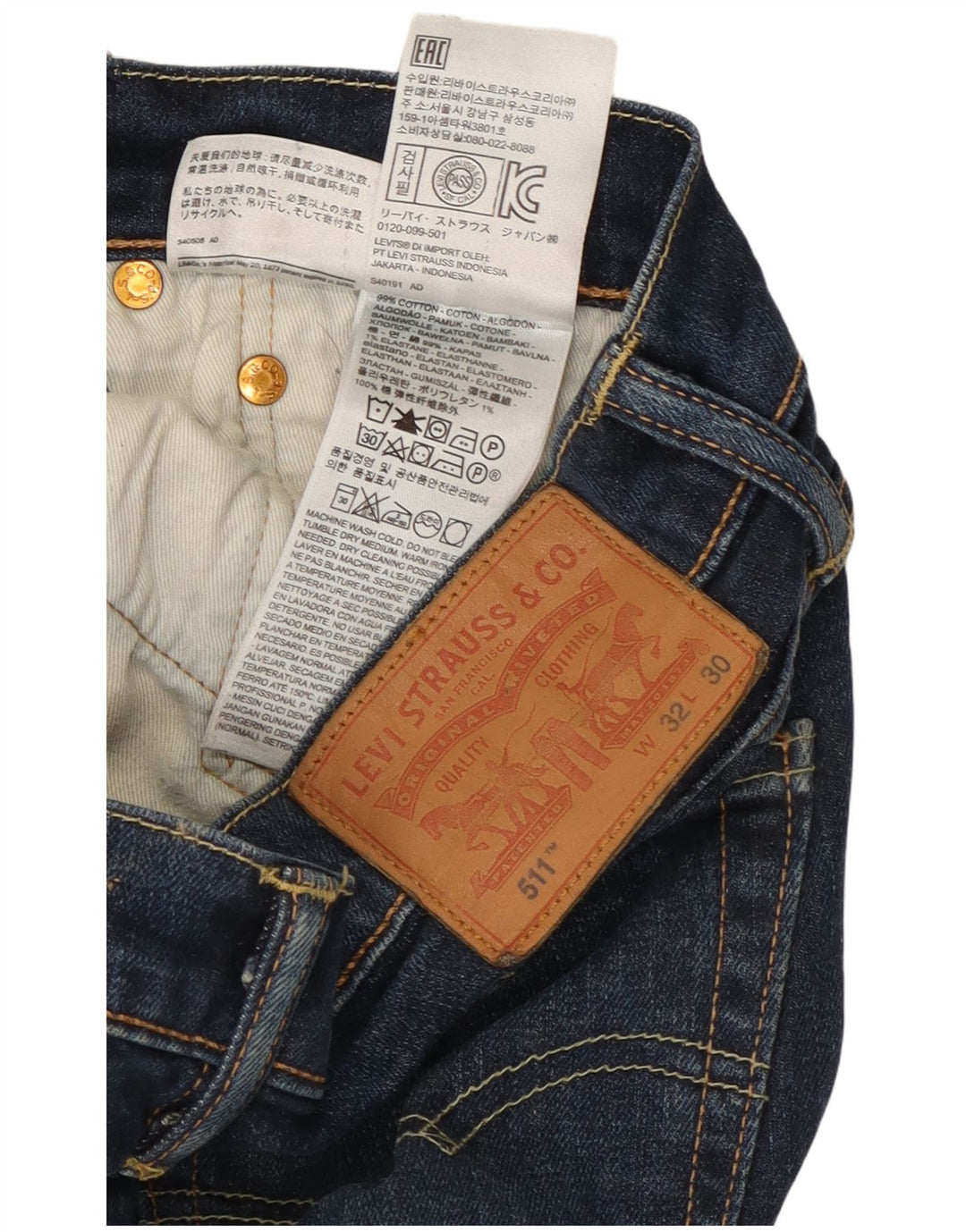 Jeans Levi's 511 Slim da donna W32 L30 in cotone blu navy