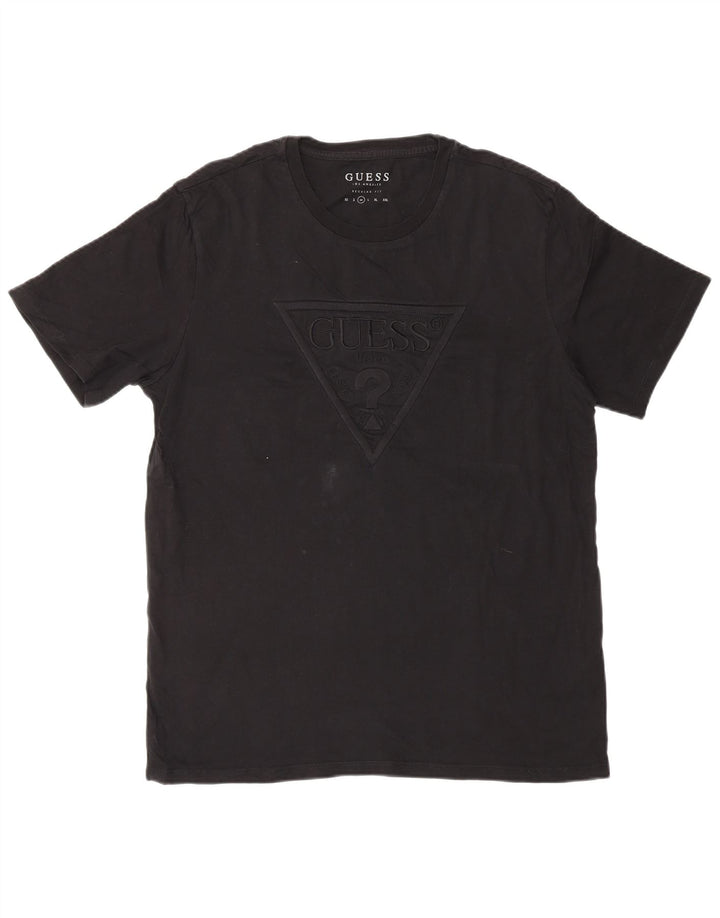 Guess T-shirt grafica da uomo Top in cotone nero medio