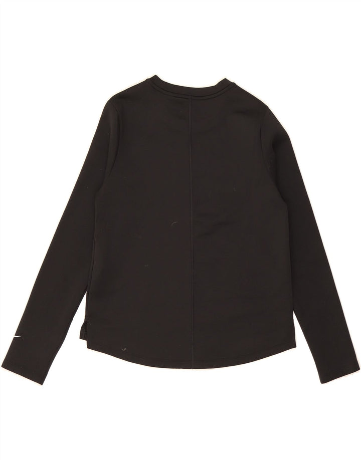 NIKE Boys Dri Fit Graphic Top Long Sleeve 10-11 Years Medium Black Vintage Nike and Second-Hand Nike from Messina Hembry 