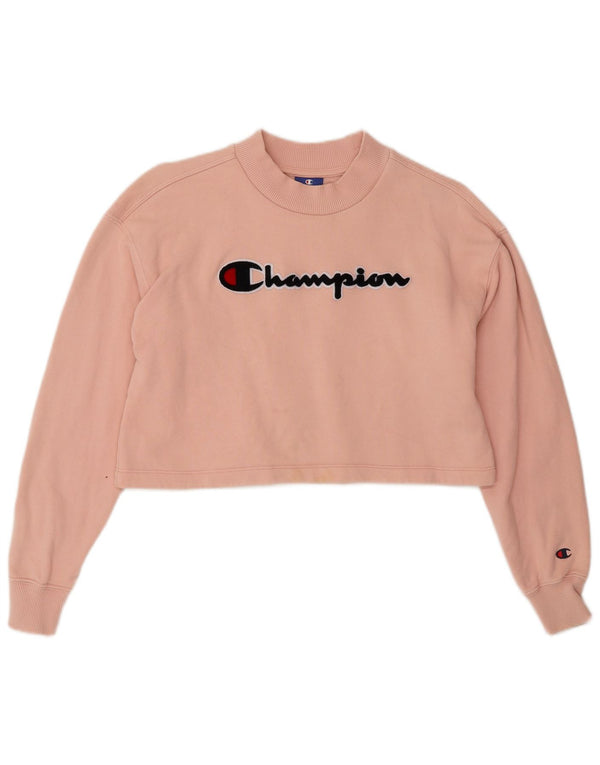 CHAMPION Felpa con grafica corta da donna UK 10 Small Rosa