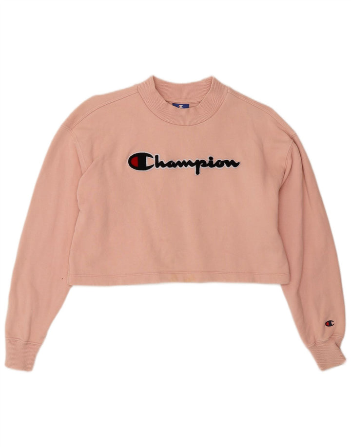 CHAMPION Felpa con grafica corta da donna UK 10 Small Rosa