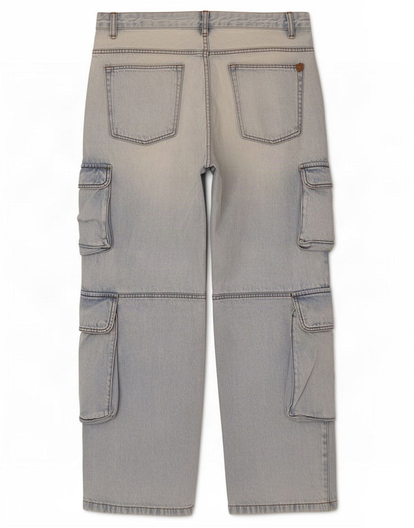 Jeans dritti cargo da uomo Zara EU 46 XL W36 L32 cotone blu