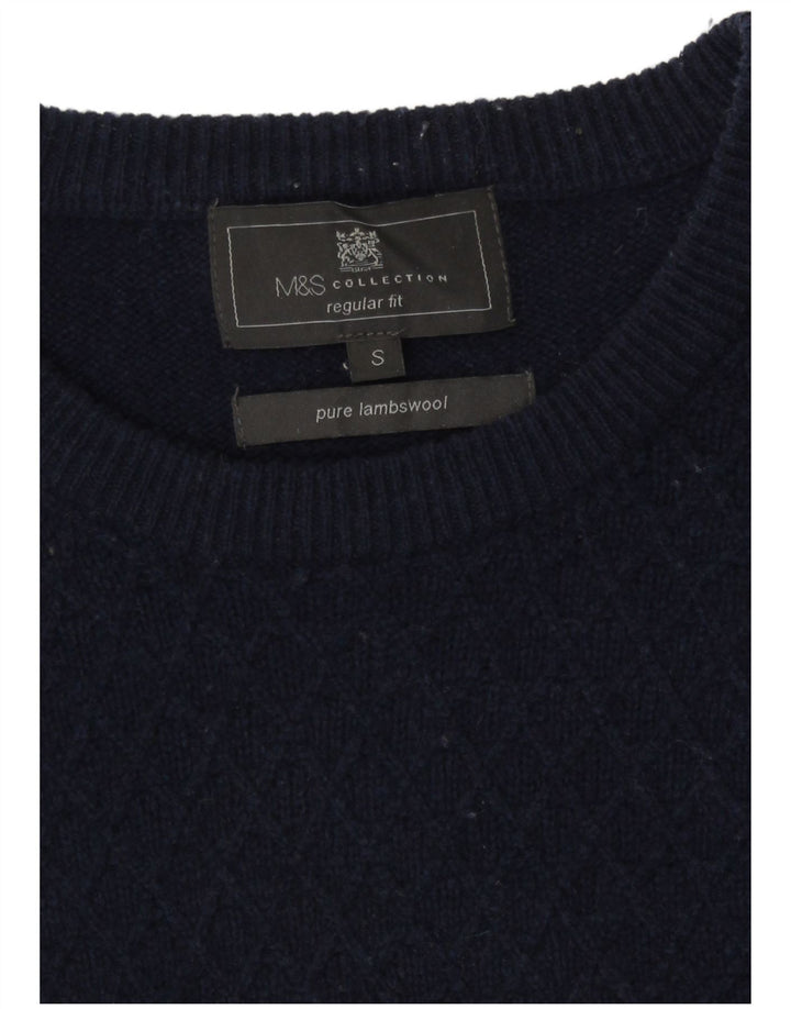 Maglione maglione girocollo vestibilità regolare da uomo Marks & Spencer piccolo blu navy
