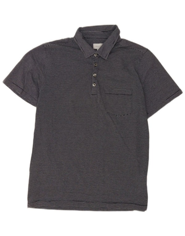Polo da uomo Jigsaw in cotone gessato medio blu navy