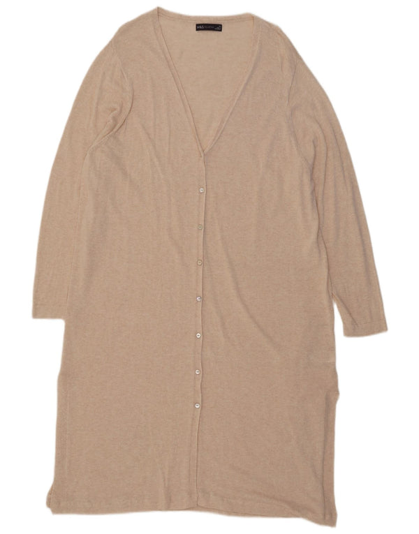 Maglione cardigan lungo da donna Marks & Spencer UK 20 2XL Beige screziato