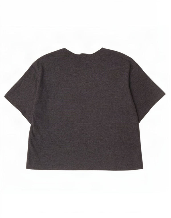 T-shirt Zara da donna Top UK 12 cotone grigio medio