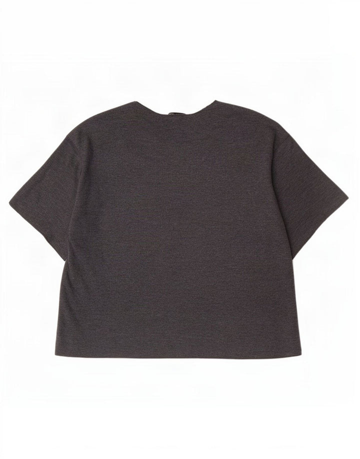 T-shirt Zara da donna Top UK 12 cotone grigio medio