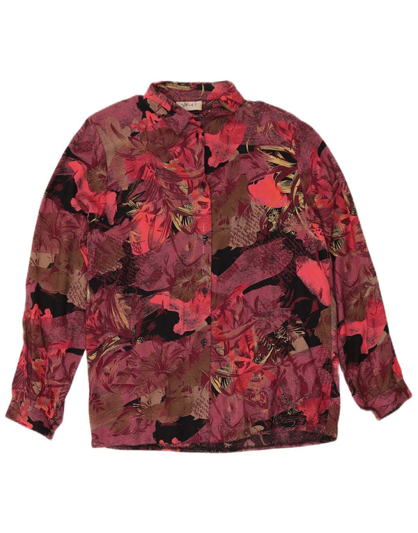 Set gonna vintage da donna in 2 pezzi UK 12 medio W27 bordeaux floreale retrò