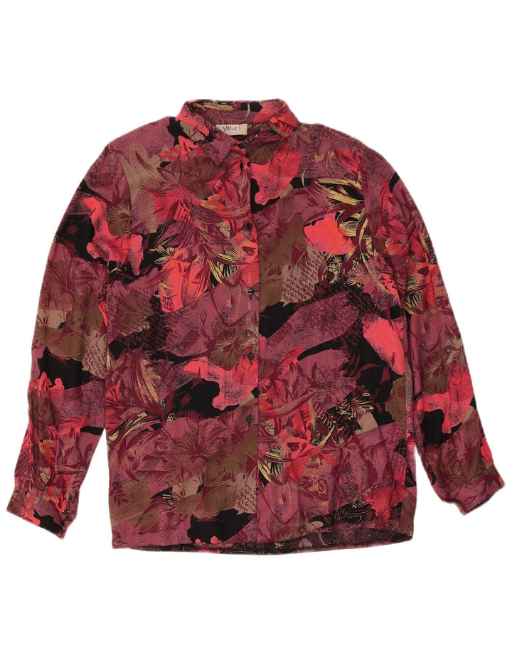 Set gonna vintage da donna in 2 pezzi UK 12 medio W27 bordeaux floreale retrò