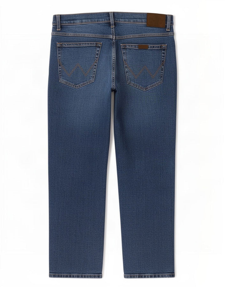 Jeans dritti regolari da uomo Wrangler W42 L27 cotone blu