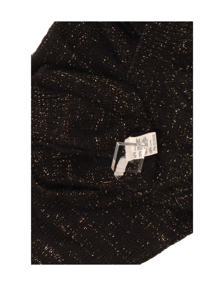 Maglione maglione girocollo da donna VINTAGE UK 14 medio nero a rombi/diamante