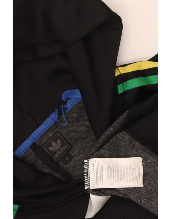 Maglione con cappuccio e zip Adidas da uomo in poliestere nero medio