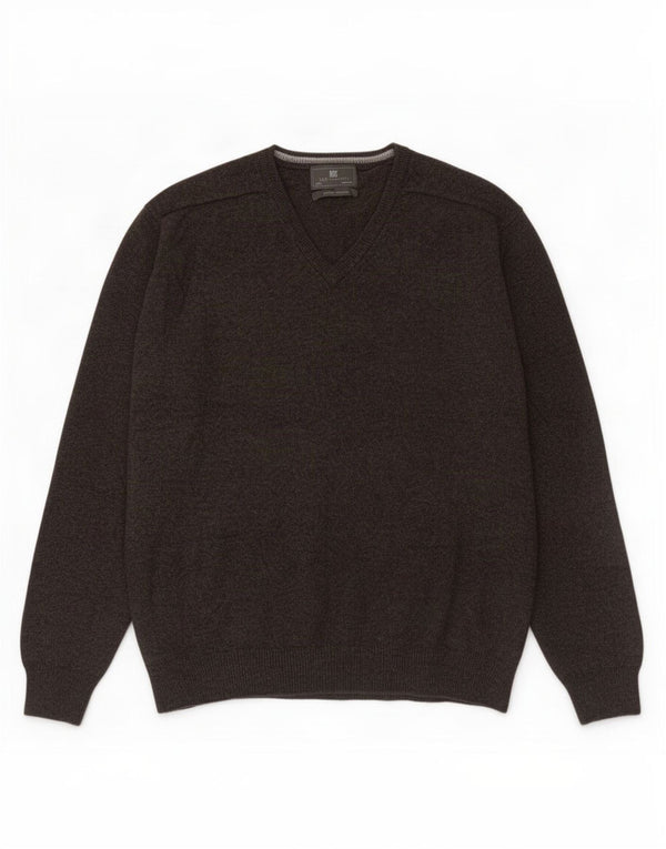 Maglione da uomo Marks & Spencer vestibilità regolare con scollo a V 3XL lana marrone