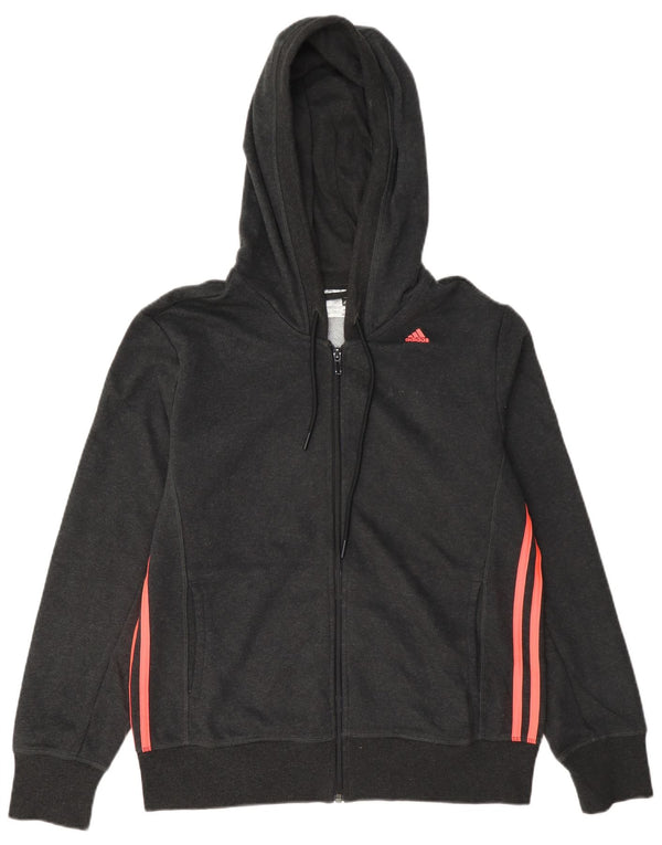 Maglione con cappuccio e zip Adidas Climalite da donna UK 16/18 Grande cotone grigio
