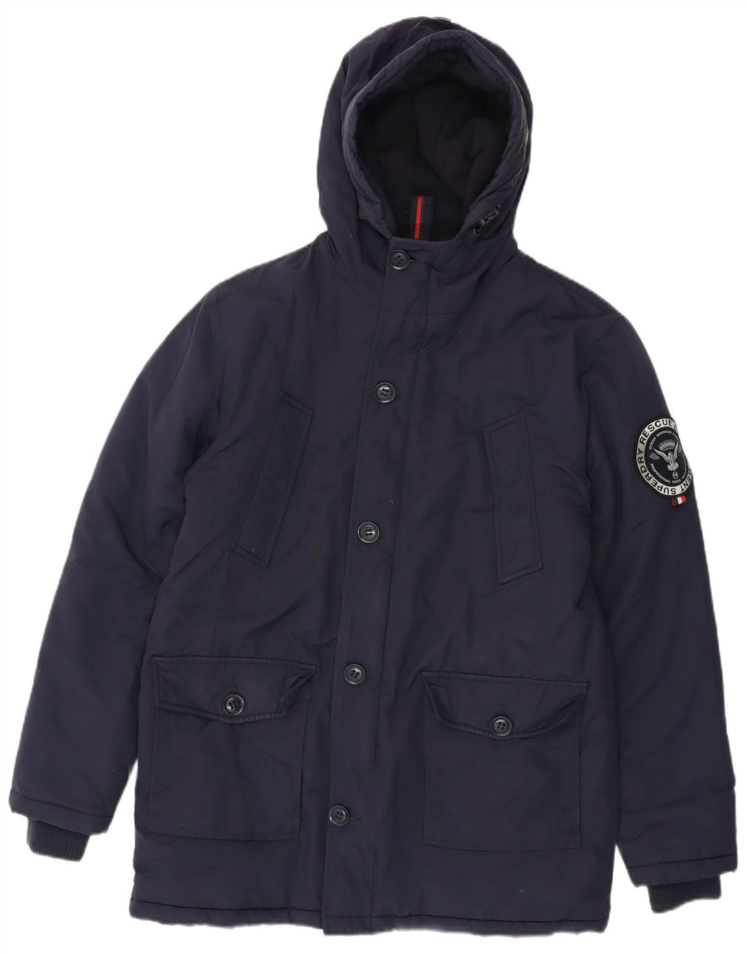 Giacca parka da uomo con cappuccio Superdry UK 40 Large in nylon blu navy