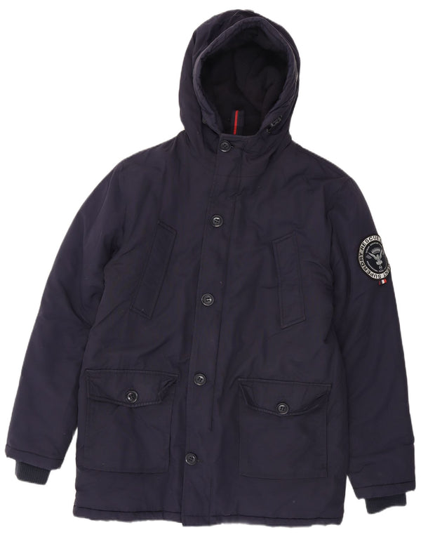 Giacca parka da uomo con cappuccio Superdry UK 40 Large in nylon blu navy