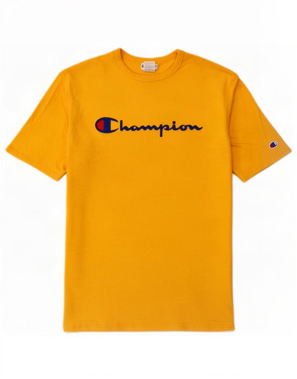T-shirt grafica da uomo Champion Top XL in cotone giallo