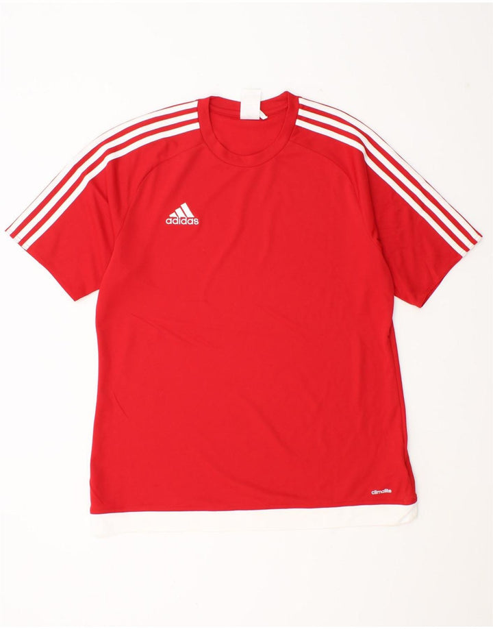 T-shirt Adidas Climalite da uomo, grande, in poliestere color block rosso