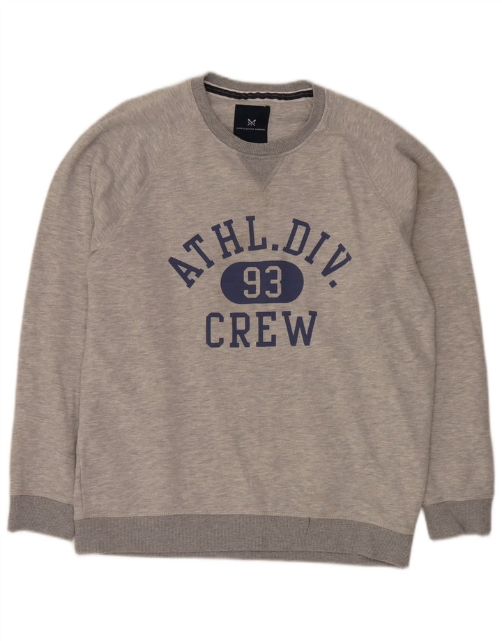 Crew Clothing Felpa grafica da uomo Maglione grande cotone chiazzato grigio