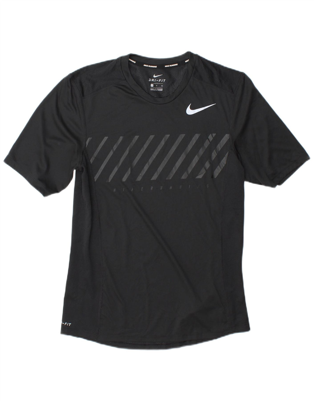 T-shirt da running Nike Dri Fit da uomo, piccola, in poliestere a righe nere