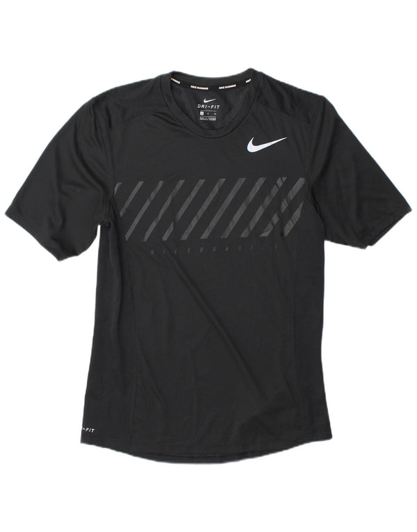 T-shirt da running Nike Dri Fit da uomo, piccola, in poliestere a righe nere
