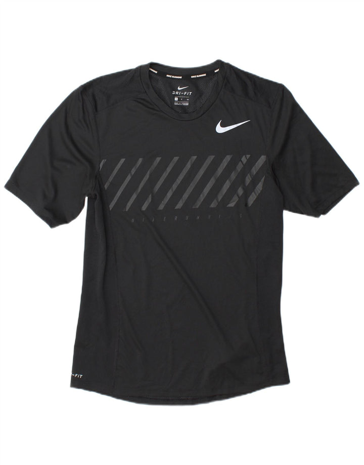 T-shirt da running Nike Dri Fit da uomo, piccola, in poliestere a righe nere