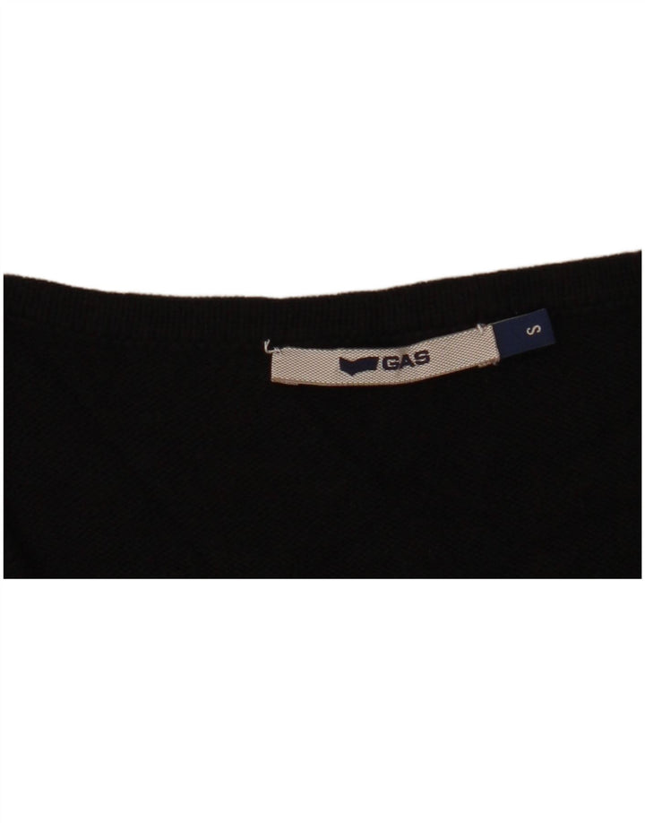 Abito maglione da donna GAS a maniche corte con volant sul davanti UK 10 piccolo nero