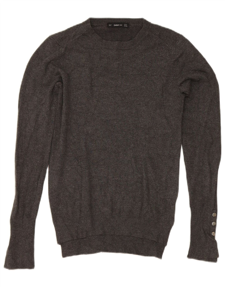 Maglione maglione girocollo da donna Zara UK 8 piccolo grigio