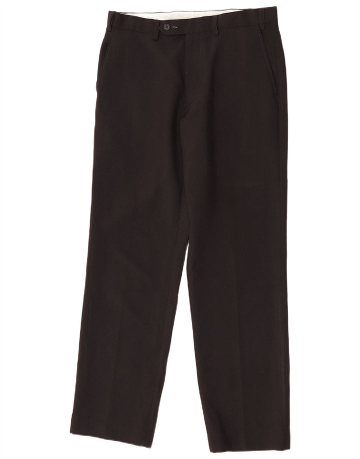 Pantaloni da abito dritti da uomo Marks & Spencer W32 L31 poliestere nero