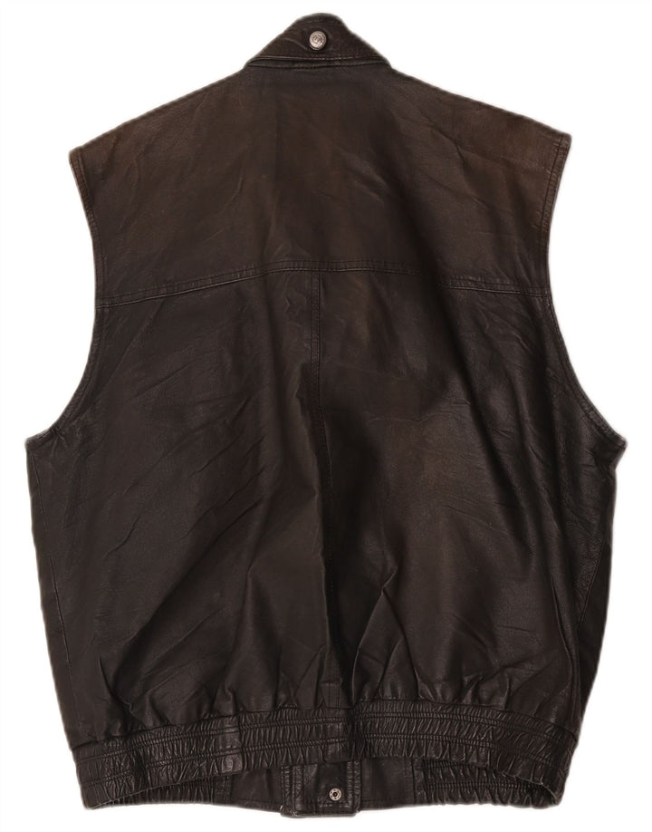 Gilet in pelle da uomo vintage IT 52 XL in pelle nera