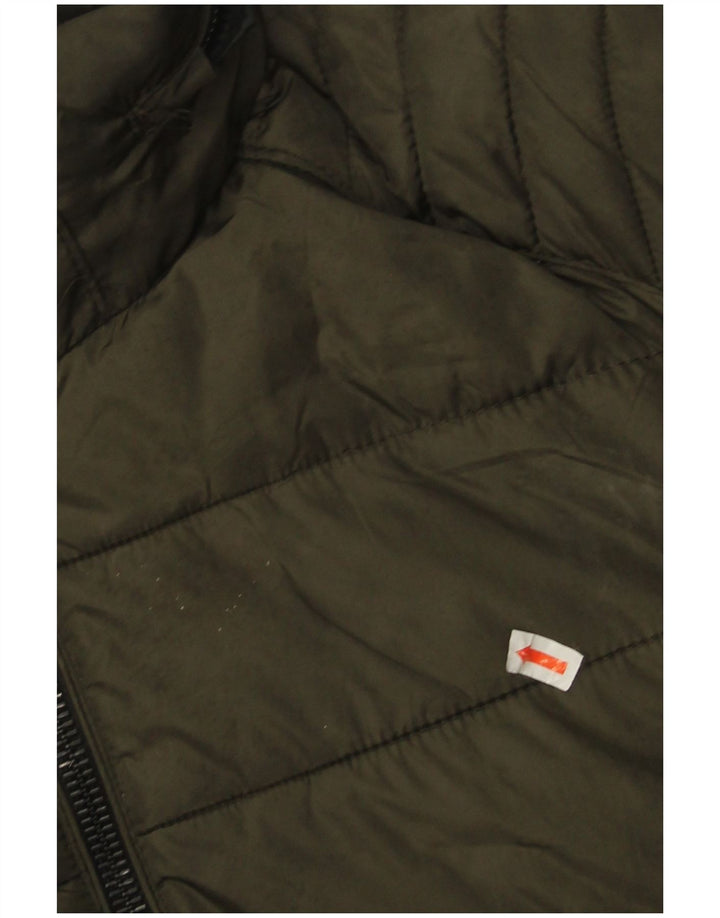 Giacca imbottita con cappuccio da uomo Zara UK 40 grande nylon kaki