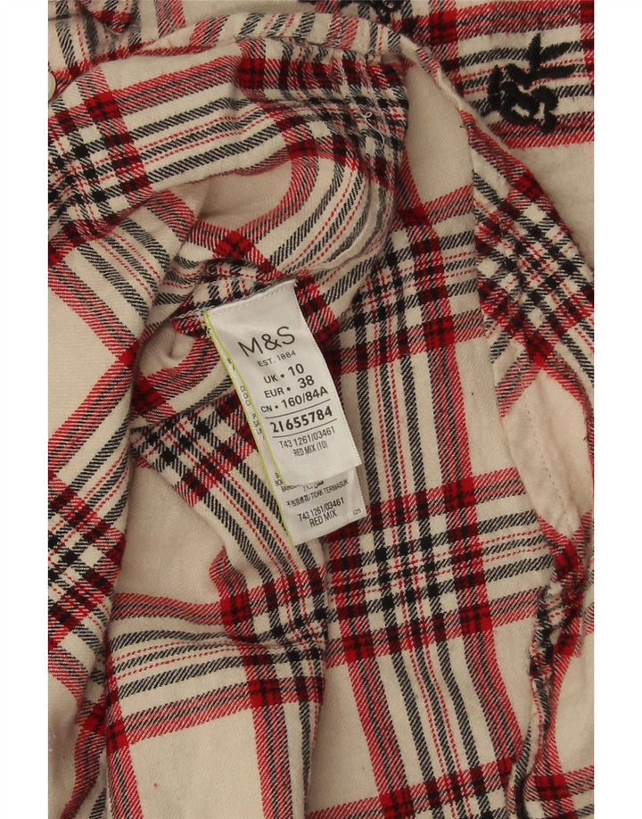 Camicia di flanella oversize da donna Marks & Spencer UK 10 piccolo quadretto beige