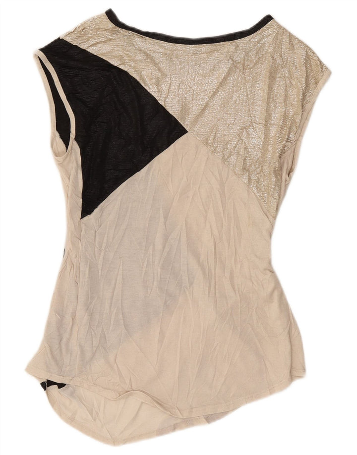 Oasis Camicetta oversize senza maniche da donna UK 10 Small Colorblock dorato