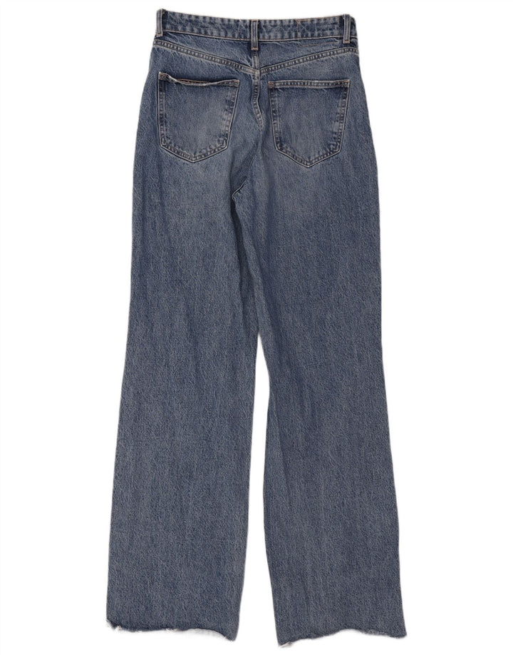 Jeans Zara da donna a gamba larga effetto invecchiato EU 40 medio W30 L33 cotone blu