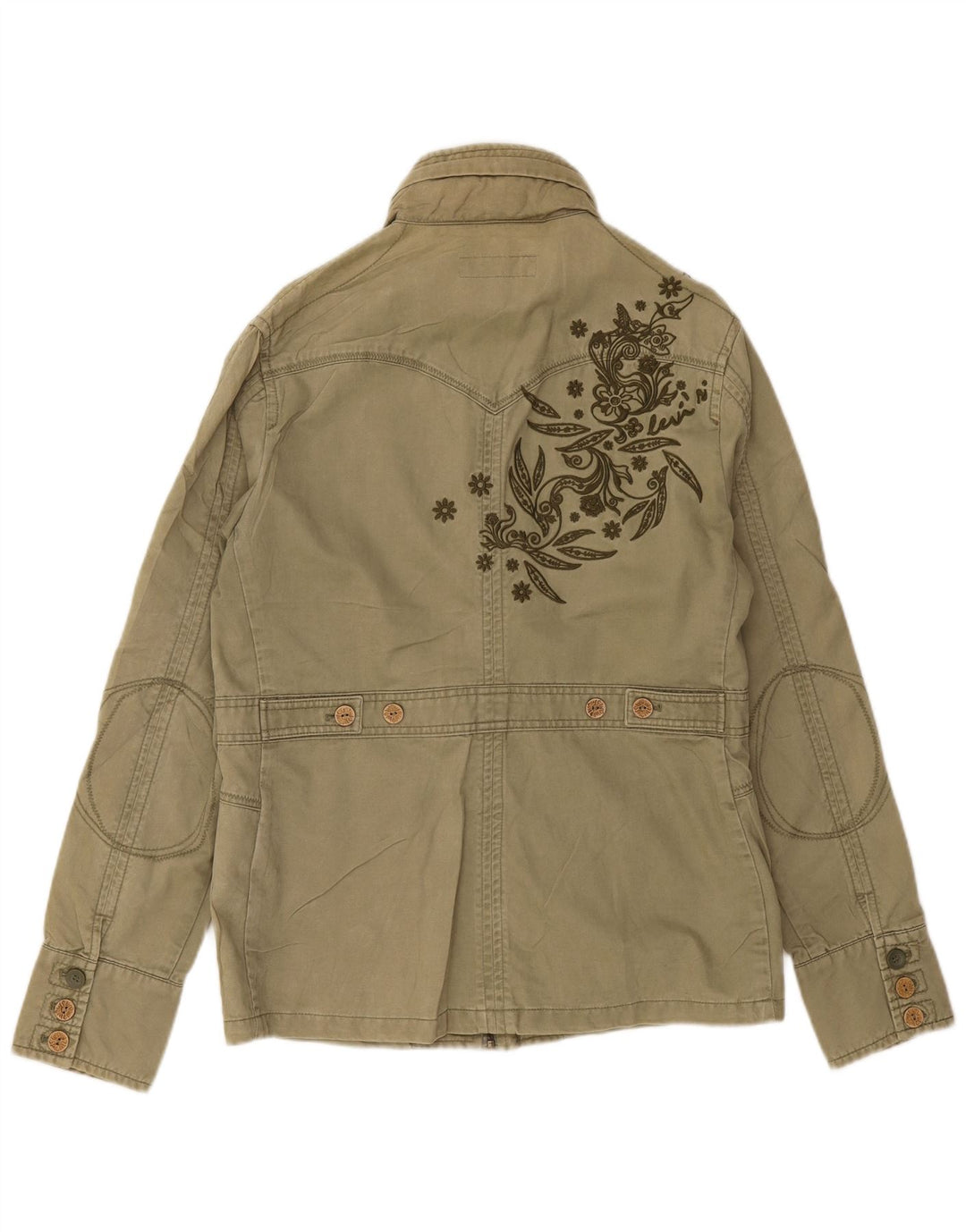 Levi's Giacca da donna con cappuccio grafico da donna UK 16 Large in cotone kaki