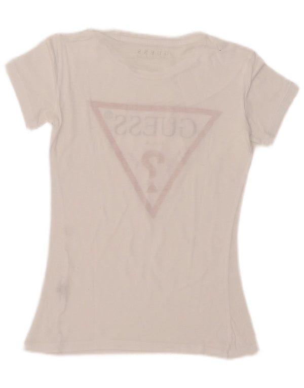 T-shirt grafica corta da donna Guess UK 6 XS bianca