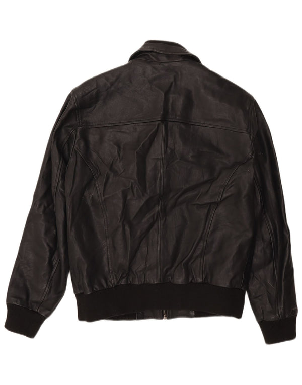 Giacca bomber in pelle da uomo vintage IT 50 Large Nera